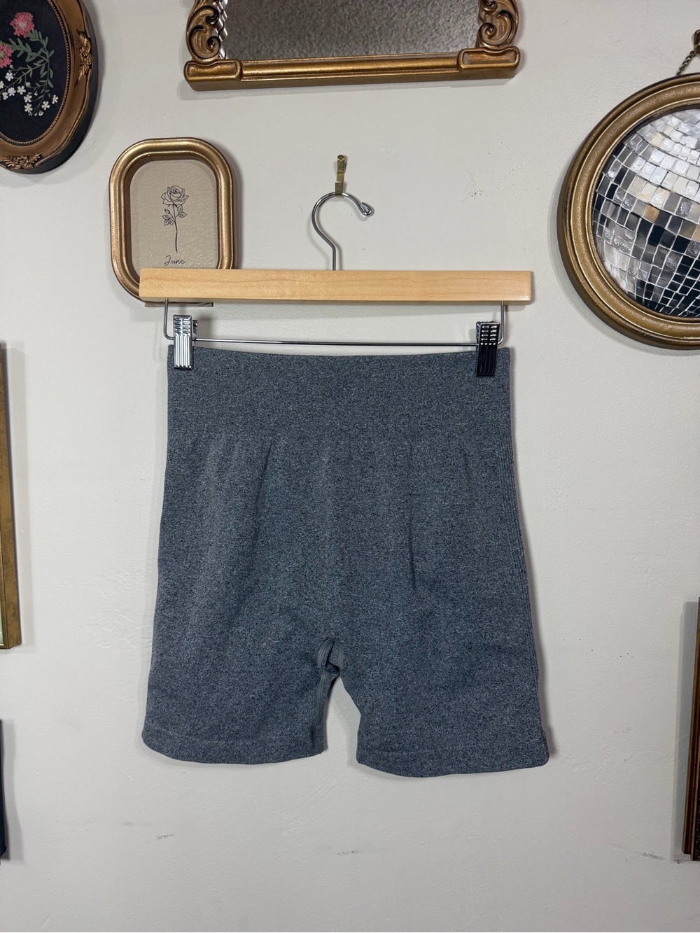 High-Rise Gray Women’s Bike Shorts - Lightweight Stretch